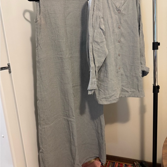Eileen Fisher Gray Maxi Dress and top linen cotton blend oversized - Picture 1 of 7